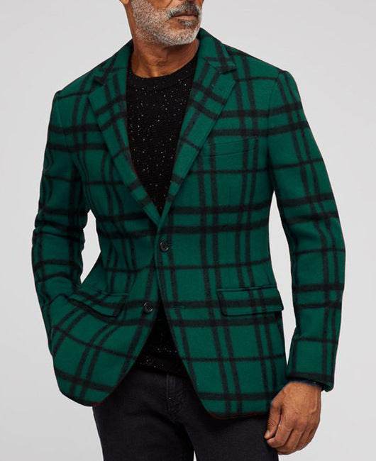 Men's Single Row Two Button Plaid Blazer - Emprize360