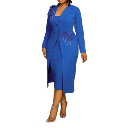 Women’s Fashion Hip-Wrapped Blazer Set with Suspender Top