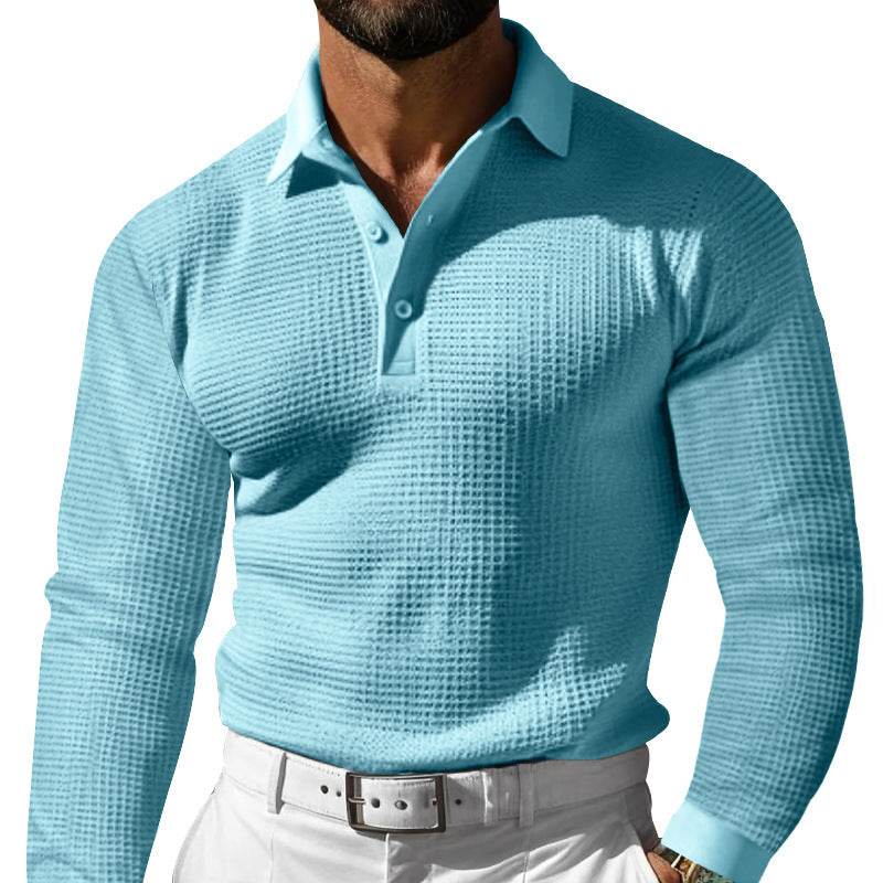 Long Sleeve Lapel Button Casual T-Shirt – Relaxed Vacation Style - Emprize360