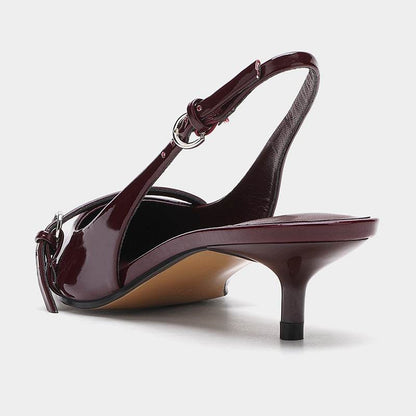 Wine Red Retro Style Pointed Toe Slingback Strap Mules Shoes - Emprize360