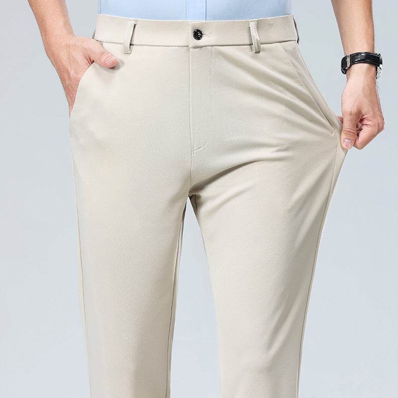Men's High-Waist Four-Sided Elastic Ice Silk Trousers – Breathable and Comfortable - Emprize360