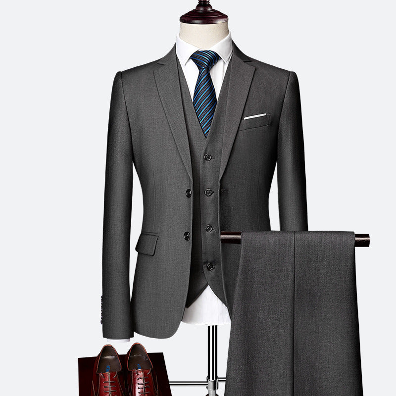Modern British Style 3-Piece Suit - Slim-Fit Wedding & Groom Formalwear