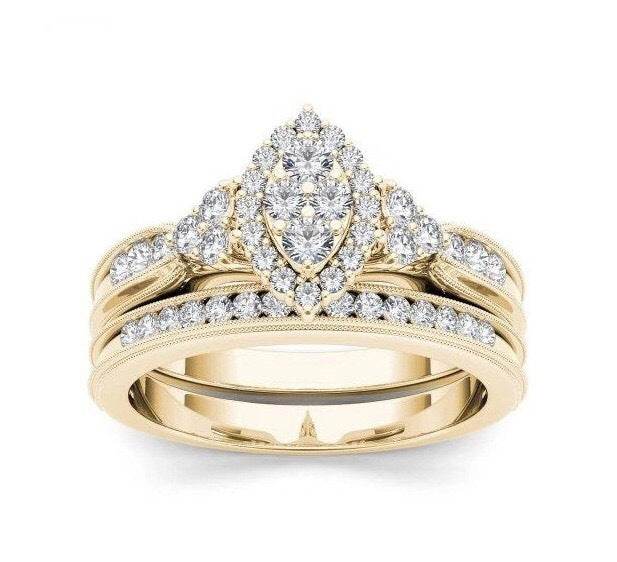 Stylish 18K Gold Micro-Set Zircon Matching Rings for Men & Women – Elegant Couple Jewelry - Emprize360