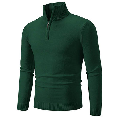 Men's Zip-Up Turtleneck Pullover Sweater – Stylish Long-Sleeve Knit for Cozy Comfort - Emprize360