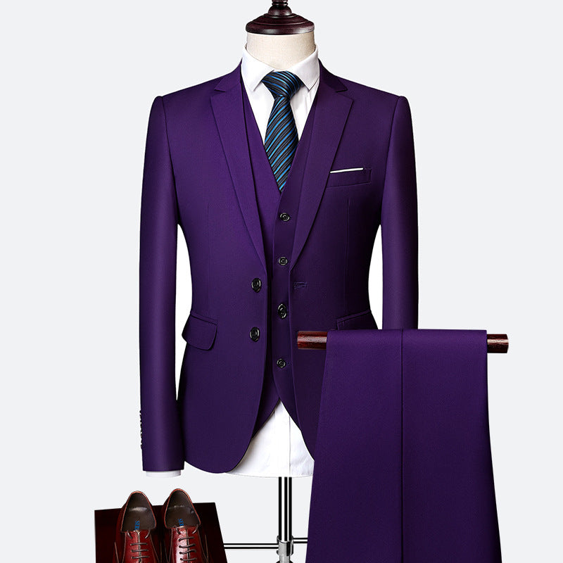 Modern British Style 3-Piece Suit - Slim-Fit Wedding & Groom Formalwear