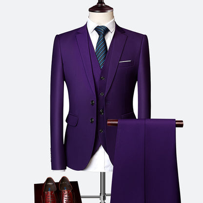 Modern British Style 3-Piece Suit - Slim-Fit Wedding & Groom Formalwear