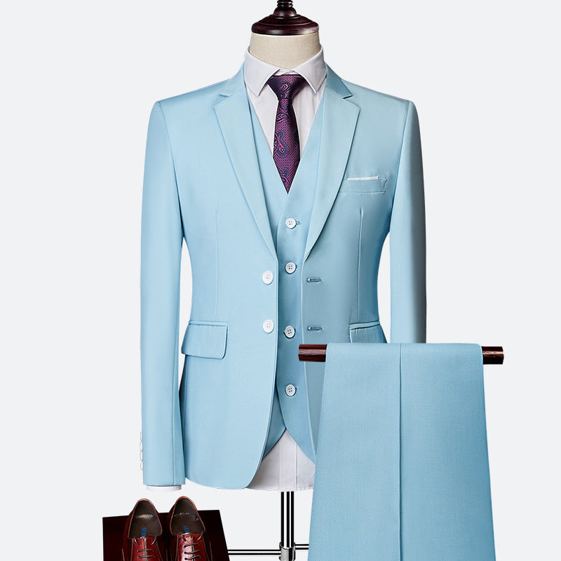 Modern British Style 3-Piece Suit - Slim-Fit Wedding & Groom Formalwear