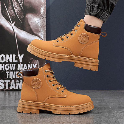 Mens Winter Boots Chunky Mid Heel Shoes Fashion Ankle Boots - Emprize360