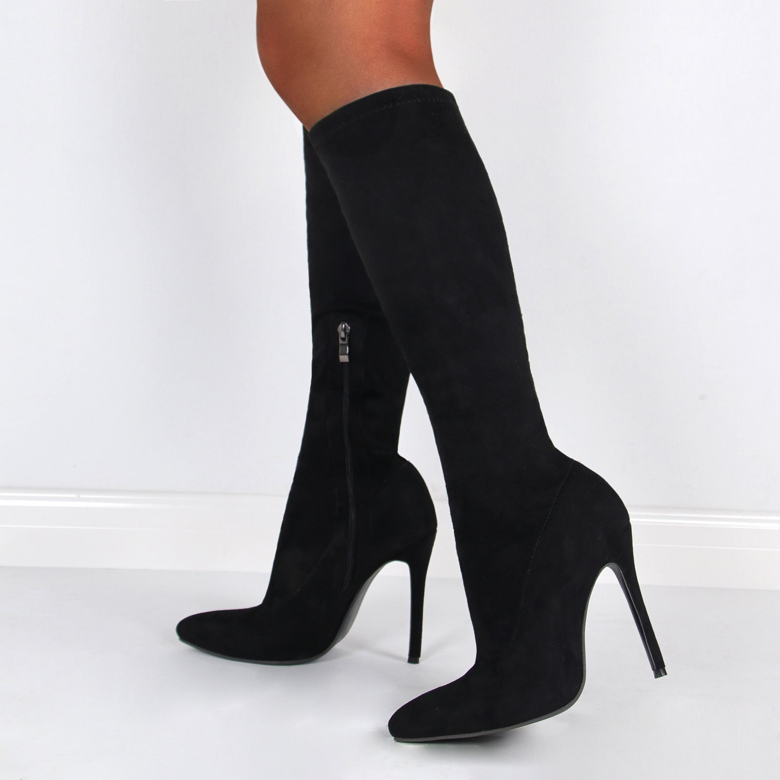 Women’s Fashion Suede Mid-Calf Stiletto Boots