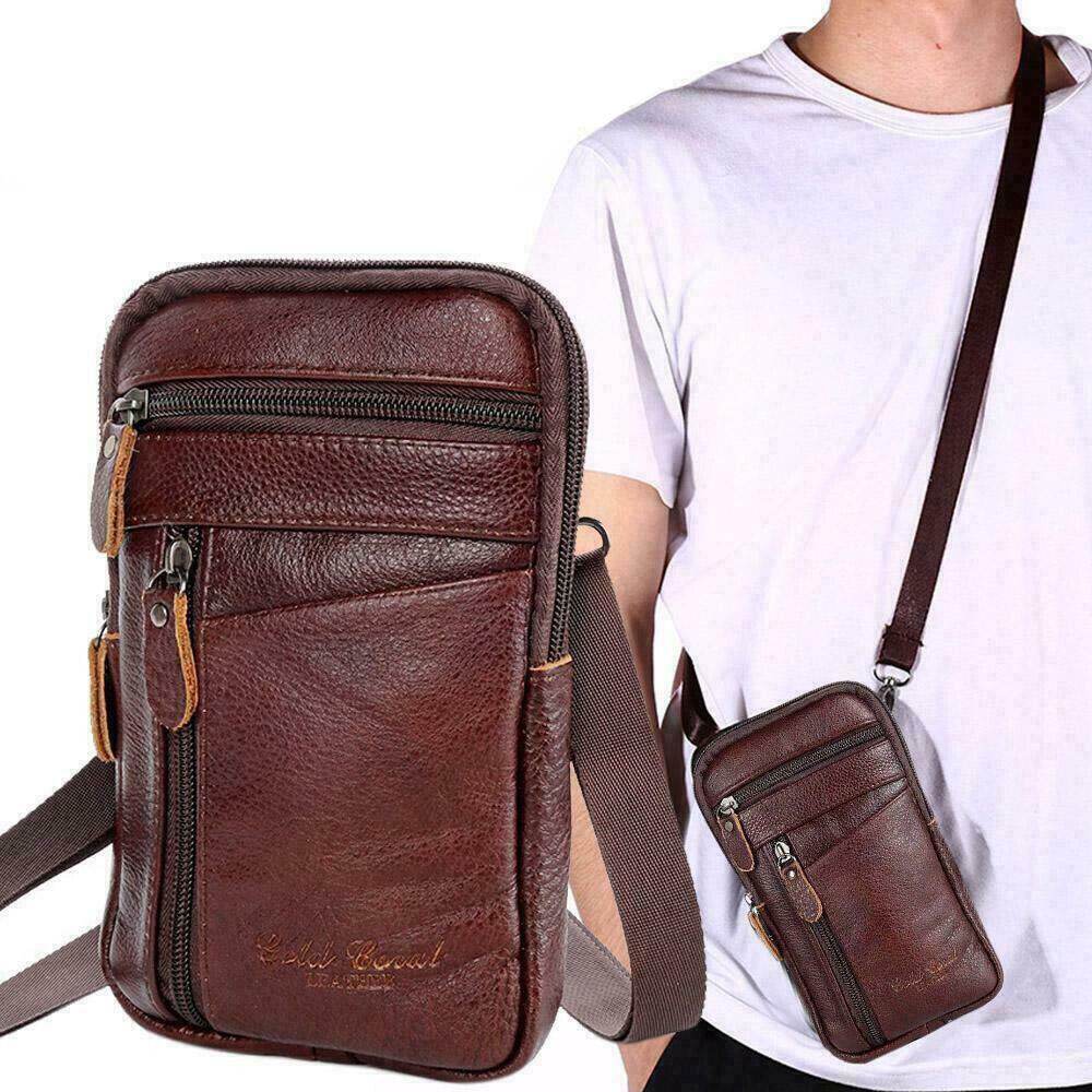 Men's Premium Leather Multi-Functional Phone Pouch – Belt Bag, Crossbody & Shoulder Style - Emprize360