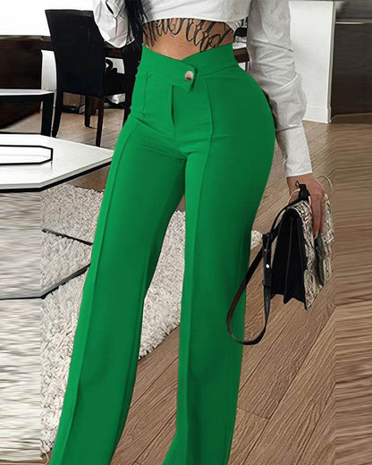 Slim Straight-leg Pants With Buckle Fashion - Emprize360