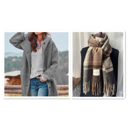 Chic Women's Temperament Tweed Trench Coat - Thickened & Medium-Length - Emprize360