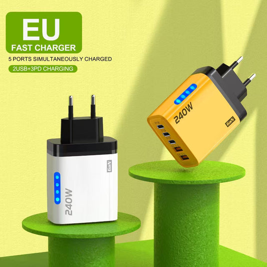 Universal 240W USB-C PD Multi-Port Charger – High-Speed Fast Charging Block