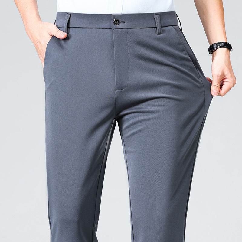 Men's High-Waist Four-Sided Elastic Ice Silk Trousers – Breathable and Comfortable - Emprize360